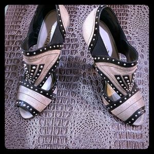 Prada black and grey studded heels